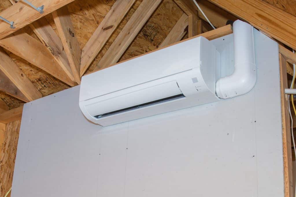Ductless HVAC system installation.