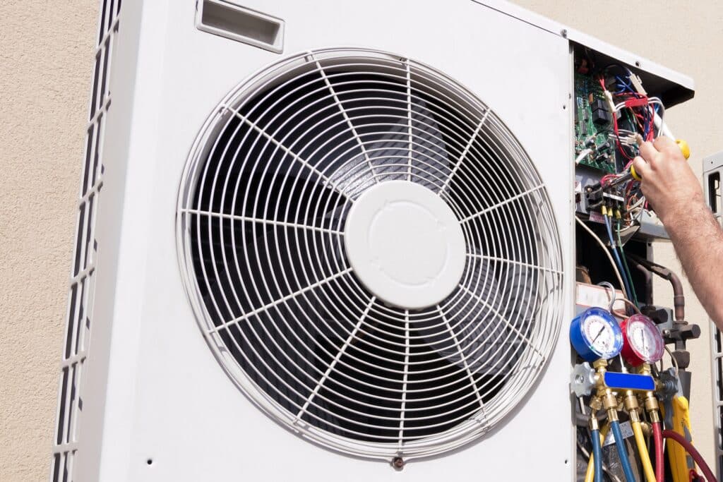 Ductless HVAC system repair.